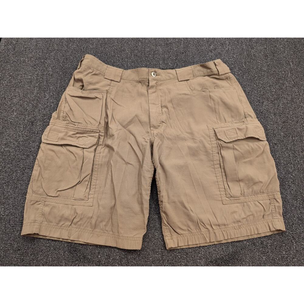 Duluth Trading Men's Brown Elastic Nylon Cargo Stretch Hiking Shorts Size XL
